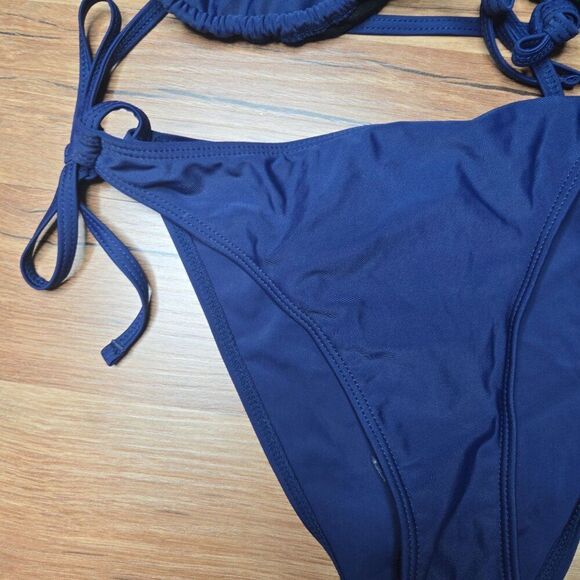 New Tempt Me Womens Navy Blue Triangle Bikini Womens XS - Picture 2 of 4